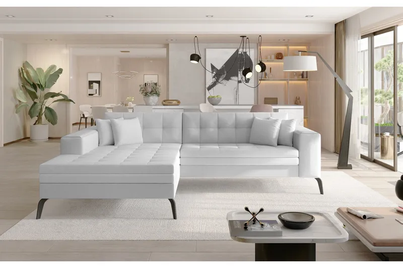 Solangis Divansoffa Vänster, Läder/Vit