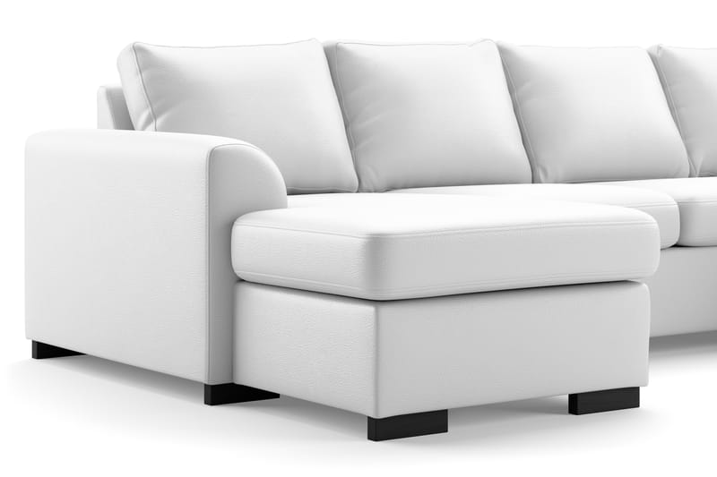 U-soffa Ohio Large med Divan Vänster Konstläder - Vit - Skinnsoffa - U-soffa