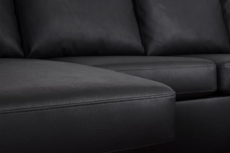 U-soffa Ohio med Divan Vänster Konstläder med Fotpall - Svart - Möbler - Soffa - Skinnsoffa