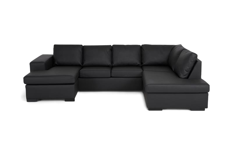 U-soffa Sit Down med Divan Vänster Konstläder - Svart - Skinnsoffa - U-soffa