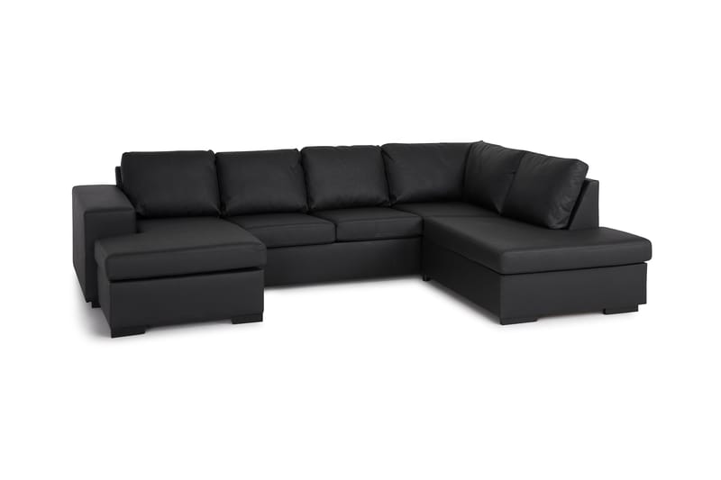 U-soffa Sit Down med Divan Vänster Konstläder - Svart - Skinnsoffa - U-soffa