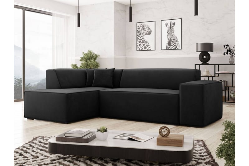 Slucajno Soffa m. Schäslong 4-sits - Svart - Möbler - Soffa - Divansoffa & schäslongsoffa - 4 sits soffa med divan