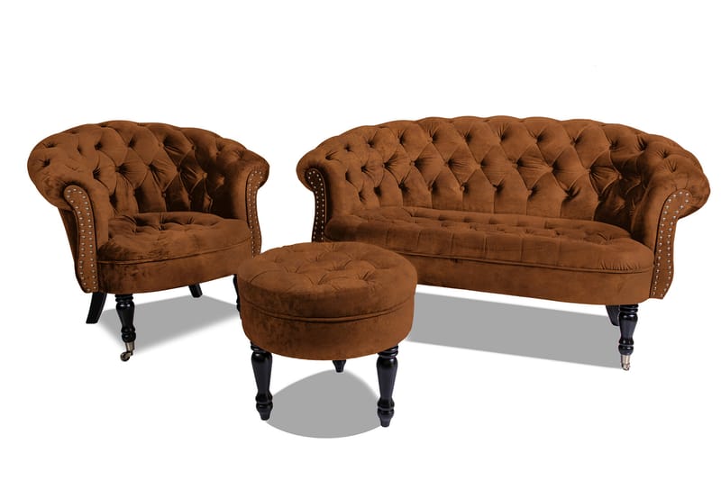 Soffa Chester Ludovic 2-sits - Cognac - Sammetssoffa - 2 sits soffa - Howardsoffa - Chesterfield soffa