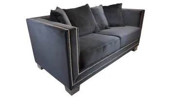 Soffa Henrika 2 Sits Onyx Tyg med 4 Kuddar - onyx svart - Möbler - Soffa - 2 sits soffa