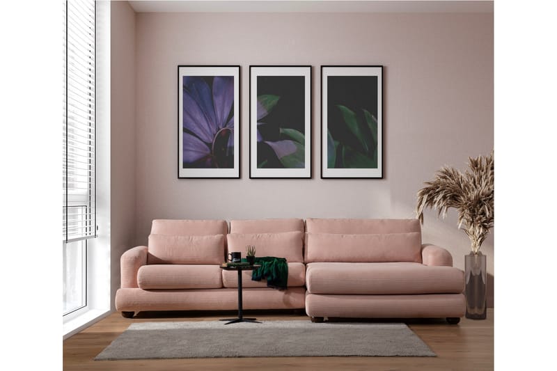 Soffa m. Divan Maddington 3-sits - Rosa - Möbler - Soffa - Divansoffa & schäslongsoffa - 3 sits soffa med divan