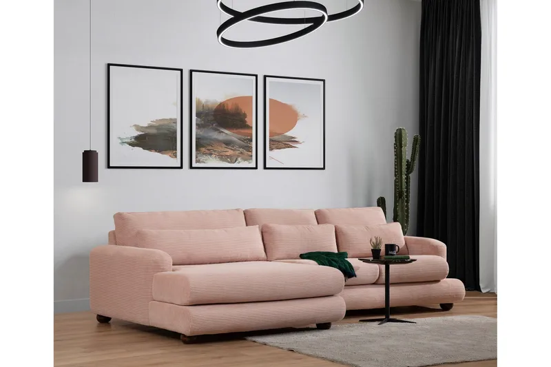 Relento Soffa m. Divan 3-sits - Rosa - Möbler - Soffa - Divansoffa & schäslongsoffa - 3 sits soffa med divan
