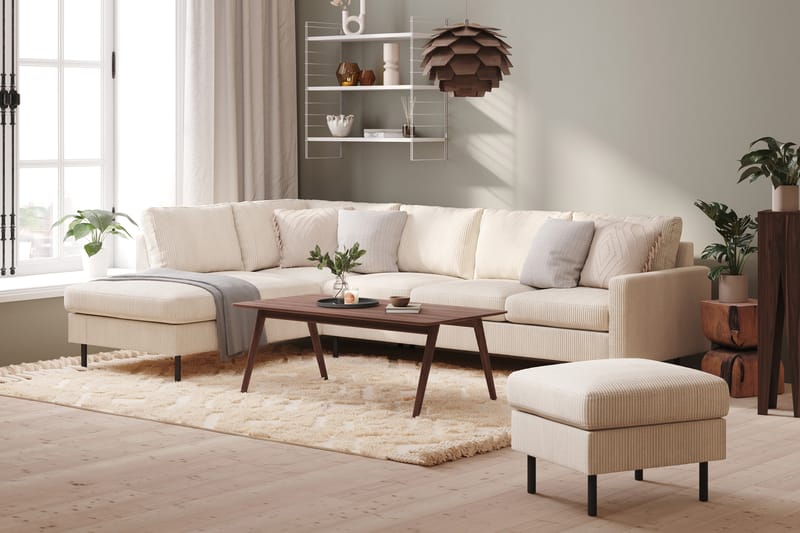 Peppe 4-sits Vänstervänd L-formad Schäslongsoffa i Manchester - Beige - Möbler - Soffa - Divansoffa & schäslongsoffa - 4 sits soffa med divan