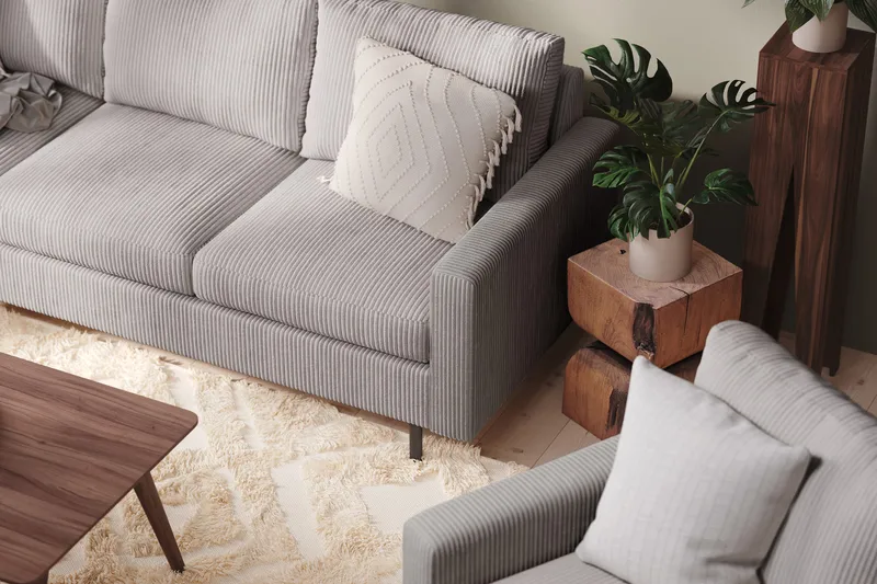 Peppe 4-sits Vänstervänd L-formad Schäslongsoffa i Manchester - Mörkgrå - Möbler - Soffa - Divansoffa & schäslongsoffa - 4 sits soffa med divan