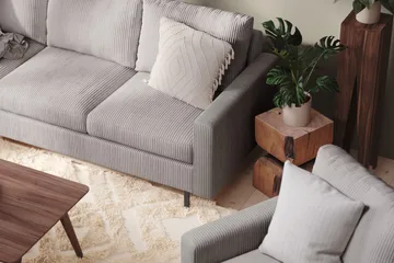 Peppe 4-sits Vänstervänd L-formad Schäslongsoffa i Manchester - Mörkgrå - Möbler - Soffa - Divansoffa & schäslongsoffa - 4 sits soffa med divan