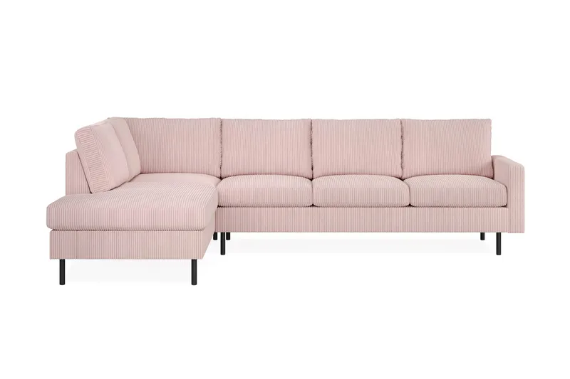 Peppe 4-sits Vänstervänd L-formad Schäslongsoffa i Manchester - Rosa - Möbler - Soffa - Divansoffa & schäslongsoffa - 4 sits soffa med divan
