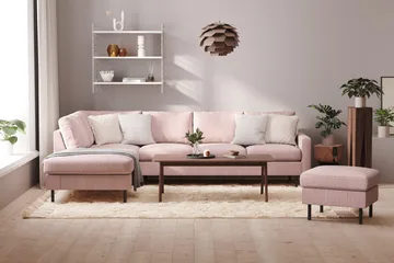 Peppe 4-sits Vänstervänd L-formad Schäslongsoffa i Manchester - Rosa - Möbler - Soffa - Divansoffa & schäslongsoffa - 4 sits soffa med divan