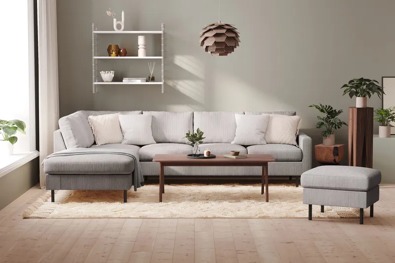 Peppe 4-sits Vänstervänd L-formad Schäslongsoffa i Manchester - Mörkgrå - Möbler - Soffa - Divansoffa & schäslongsoffa - 4 sits soffa med divan