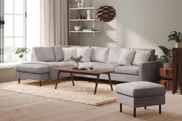 Peppe 4-sits Vänstervänd L-formad Schäslongsoffa i Manchester - Mörkgrå - Möbler - Soffa - Divansoffa & schäslongsoffa - 4 sits soffa med divan