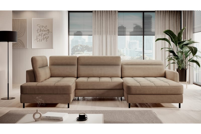 Soffa med Divan och Schäslong Berrto 5-sits - Beige - Möbler - Soffa - U-soffa