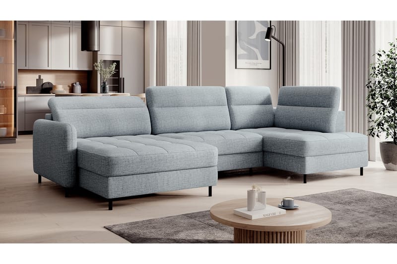 Soffa med Divan och Schäslong Berrto 5-sits - Grå - Möbler - Soffa - U-soffa