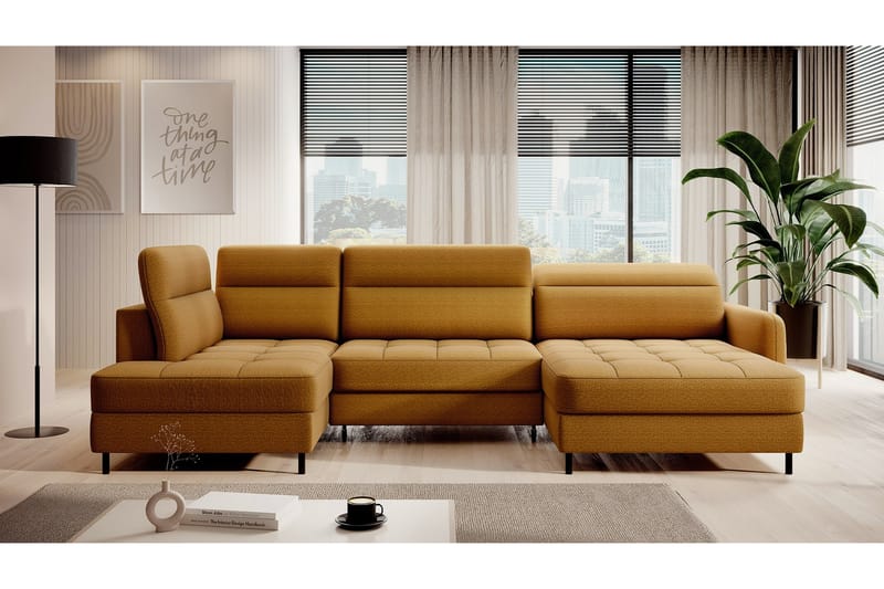 Soffa med Divan och Schäslong Berrto 5-sits - Guld - Möbler - Soffa - U-soffa