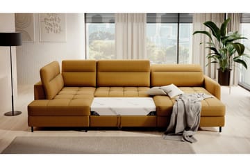 Soffa med Divan och Schäslong Berrto 5-sits - Guld - Möbler - Soffa - U-soffa