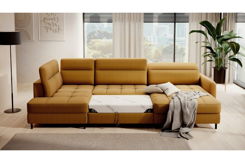 Soffa med Divan och Schäslong Berrto 5-sits - Guld - Möbler - Soffa - U-soffa