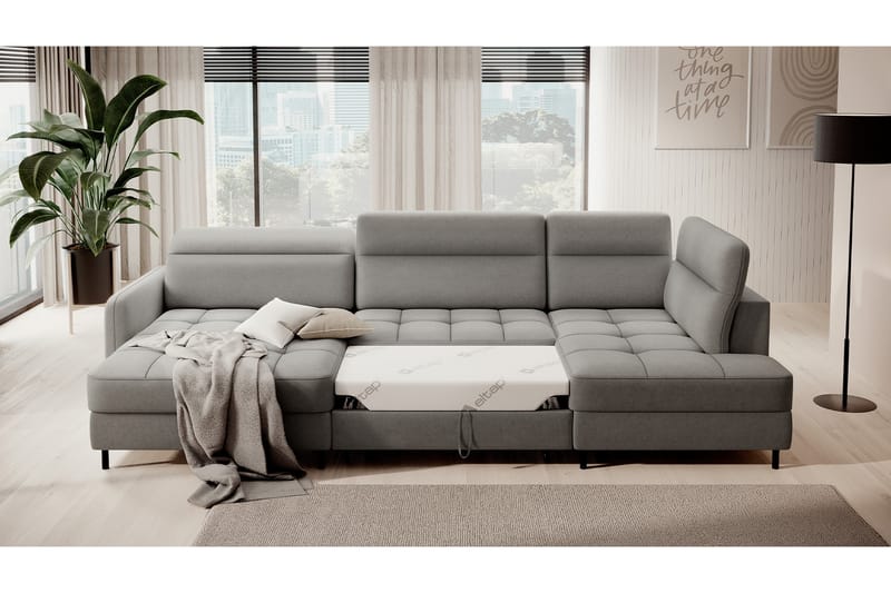 Soffa med Divan och Schäslong Berrto 5-sits - Ljusgrå - Möbler - Soffa - U-soffa