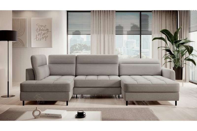 Soffa med Divan och Schäslong Berrto 5-sits - Ljusgrå - Möbler - Soffa - U-soffa
