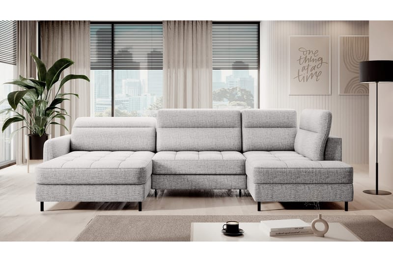 Soffa med Divan och Schäslong Berrto 5-sits - Ljusgrå - Möbler - Soffa - U-soffa
