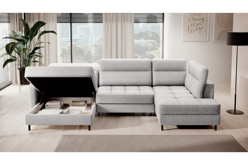 Soffa med Divan och Schäslong Berrto 5-sits - Ljusgrå - Möbler - Soffa - U-soffa