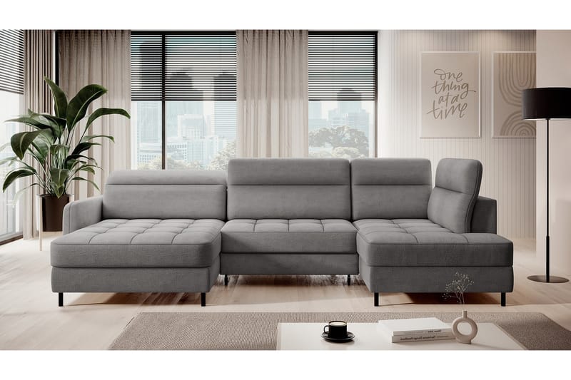 Soffa med Divan och Schäslong Berrto 5-sits - Ljusgrå - Möbler - Soffa - U-soffa