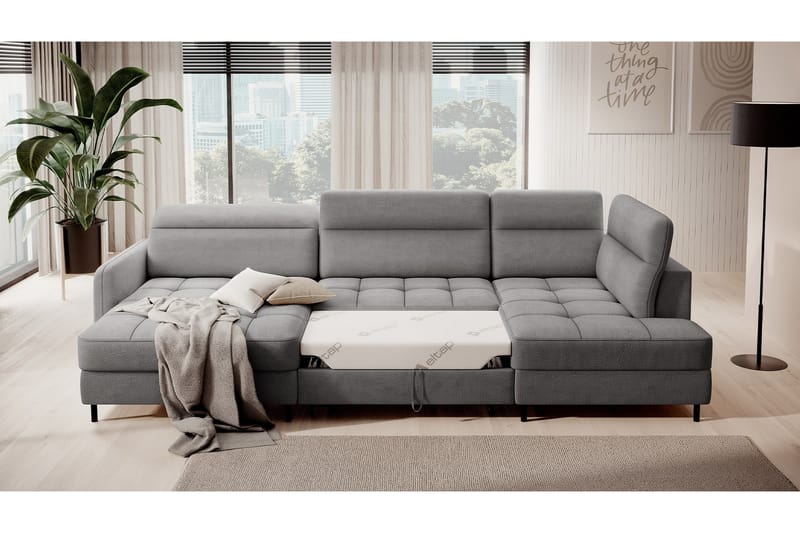 Soffa med Divan och Schäslong Berrto 5-sits - Ljusgrå - Möbler - Soffa - U-soffa