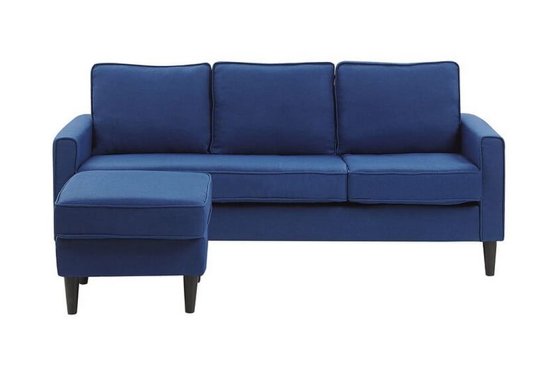 Soffa Ralphell med Fotpall - Blå - 3 sits soffa