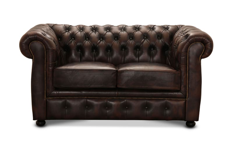 Soffa Worcester 2-sits - Soffa läder|spalt brun - 2 sits soffa - Chesterfield soffa - Howardsoffa