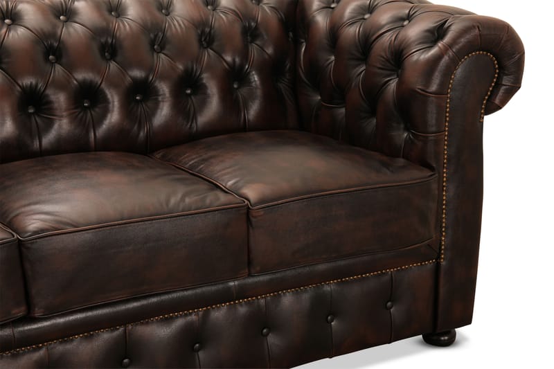 Soffa Worcester 2-sits - Soffa läder|spalt brun - 2 sits soffa - Chesterfield soffa - Howardsoffa