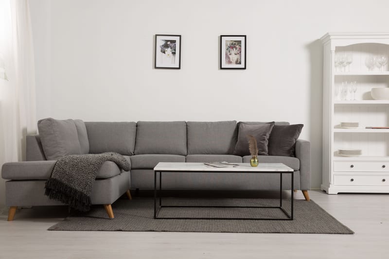 Soffa Yen 4-sits med Schäslong Vänster - Ljusgrå - 4 sits soffa med divan - Divansoffa & schäslongsoffa