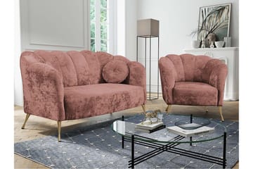 3-sits Soffgrupp Naspur - Sammet/Rosa - Möbler - Soffa - Soffgrupp