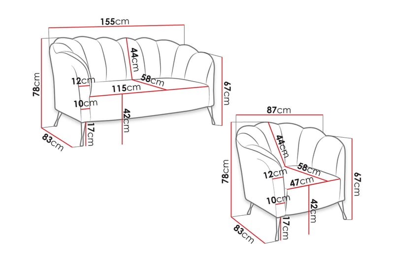 3-sits Soffgrupp Naspur - Sammet/Vit/Svart Krom - Möbler - Soffa - Soffgrupp
