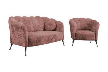 Adrial 3-sits Soffgrupp - Sammet/Rosa/Svart Krom - Möbler - Soffa - Soffgrupp