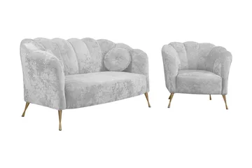 Adrial 3-sits Soffgrupp - Sammet/Vit - Möbler - Soffa - Soffgrupp