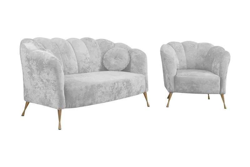 Adrial 3-sits Soffgrupp, Sammet/Vit