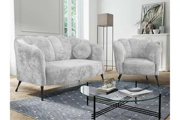 Adrial 3-sits Soffgrupp - Sammet/Vit/Svart Krom - Möbler - Soffa - Soffgrupp