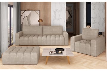 Alazaro Soffgrupp 3-sits + Fåtölj + Pall - Grå - Möbler - Soffa - Soffgrupp