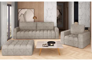 Alazaro Soffgrupp 3-sits + Fåtölj + Pall - Beige - Möbler - Soffa - Soffgrupp