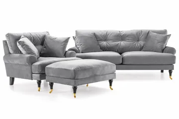 Andrew Soffgrupp 2+1 Sammet - Ljusgrå - Möbler - Soffa - Soffgrupp - Howard soffgrupp