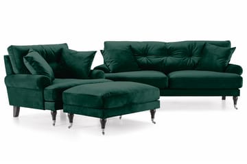 Andrew Soffgrupp 2-sits Soffa + Fåtölj + Fotpall i Sammet