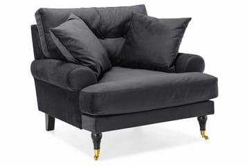 Andrew Soffgrupp 2-sits Soffa + Fåtölj + Fotpall i Sammet - Mörkgrå - Möbler - Soffa - Soffgrupp - Howard soffgrupp