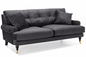 Andrew Soffgrupp 2-sits Soffa + Fåtölj + Fotpall i Sammet - Mörkgrå - Möbler - Soffa - Soffgrupp - Howard soffgrupp