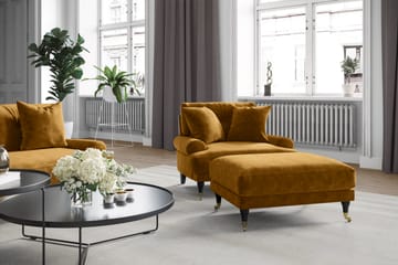 Andrew Soffgrupp 2-sits Soffa + Fåtölj + Fotpall i Sammet - Mörkgul - Möbler - Soffa - Soffgrupp - Howard soffgrupp