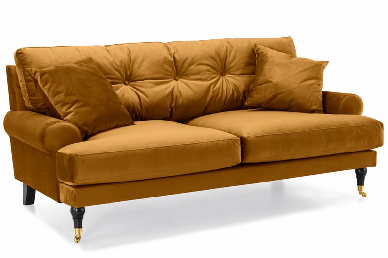 Andrew Soffgrupp 2-sits Soffa + Fåtölj + Fotpall i Sammet - Mörkgul - Möbler - Soffa - Soffgrupp - Howard soffgrupp