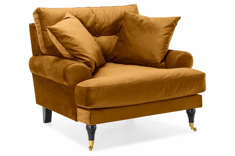 Andrew Soffgrupp 2-sits Soffa + Fåtölj + Fotpall i Sammet - Mörkgul - Möbler - Soffa - Soffgrupp - Howard soffgrupp