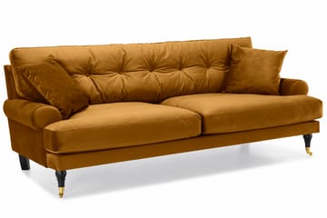 Andrew Soffgrupp 2-sits Soffa + Fåtölj + Fotpall i Sammet - Mörkgul - Möbler - Soffa - Soffgrupp - Howard soffgrupp