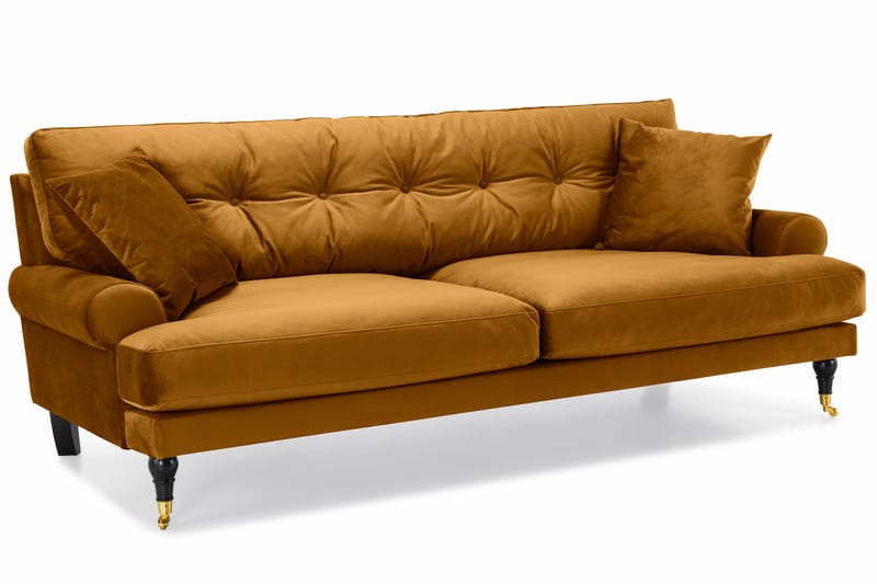 Andrew Soffgrupp 2-sits Soffa + Fåtölj + Fotpall i Sammet - Mörkgul - Möbler - Soffa - Soffgrupp - Howard soffgrupp