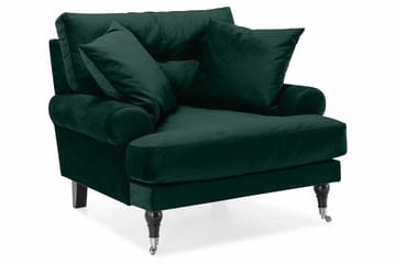 Andrew Soffgrupp 3-sits + 2-sits Soffa + Fåtölj + Fotpall i Sammet - Grön - Möbler - Soffa - Soffgrupp - Howard soffgrupp